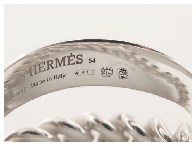 Hermès ANELLO HERMES SELLIER INFLEXIBLE MM H125630B T55 IN ARGENTO 10.8G SILVER RING - vista 10