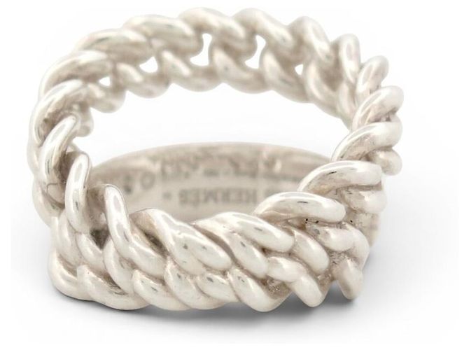 Hermès ANELLO HERMES SELLIER INFLEXIBLE MM H125630B T55 IN ARGENTO 10.8G SILVER RING - vista 4