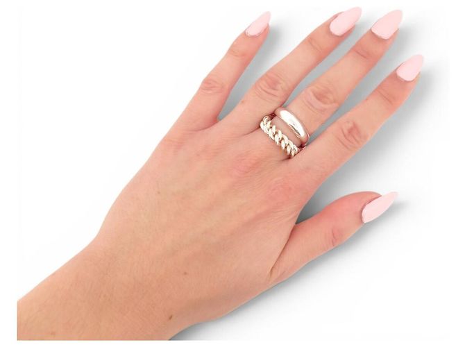 Hermès ANELLO HERMES SELLIER INFLEXIBLE MM H125630B T55 IN ARGENTO 10.8G SILVER RING - vista 6