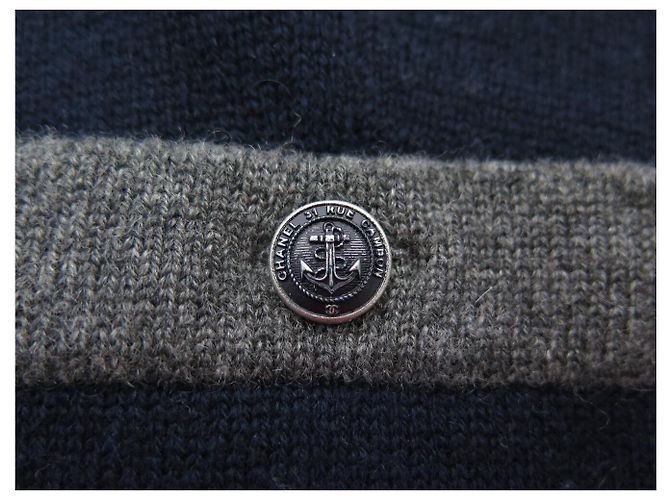 CHANEL CARDIGAN STRICKJACKE ANKERKNÖPFE CAMBON P59182K07741 L 42 AUS KASHMIR Marineblau - Ansicht 10
