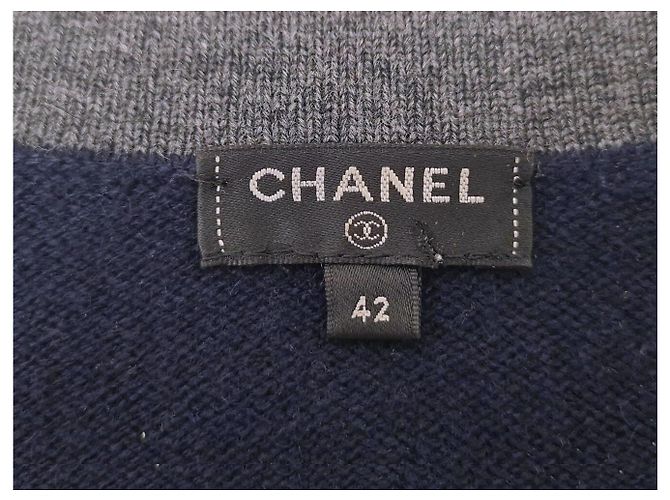 CHANEL CARDIGAN STRICKJACKE ANKERKNÖPFE CAMBON P59182K07741 L 42 AUS KASHMIR Marineblau - Ansicht 12