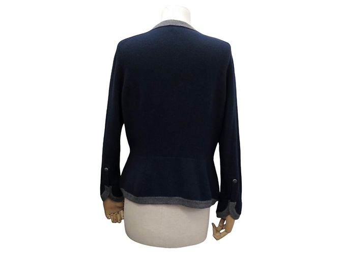CHANEL CARDIGAN STRICKJACKE ANKERKNÖPFE CAMBON P59182K07741 L 42 AUS KASHMIR Marineblau - Ansicht 3
