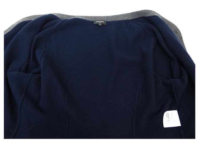 CHANEL CARDIGAN STRICKJACKE ANKERKNÖPFE CAMBON P59182K07741 L 42 AUS KASHMIR Marineblau - Ansicht 4