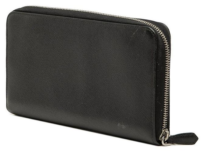 Portafoglio lungo Prada in pelle Saffiano con logo triangolare Nero - vista 2