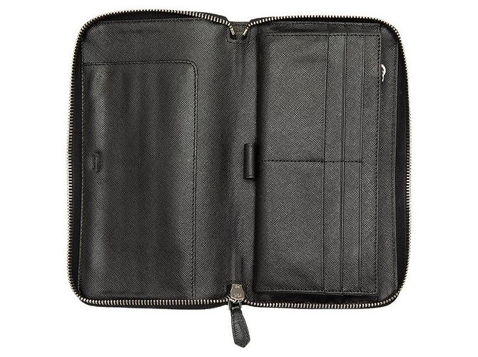Portafoglio lungo Prada in pelle Saffiano con logo triangolare Nero - vista 4
