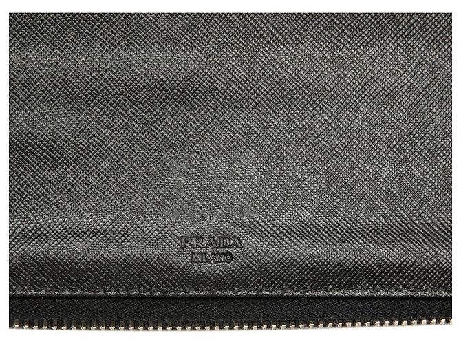 Portafoglio lungo Prada in pelle Saffiano con logo triangolare Nero - vista 6
