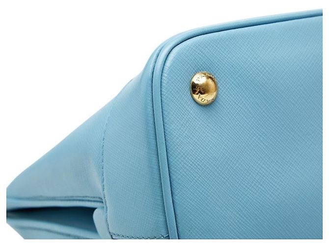 Borsa Prada Saffiano con logo triangolare Blu - vista 7