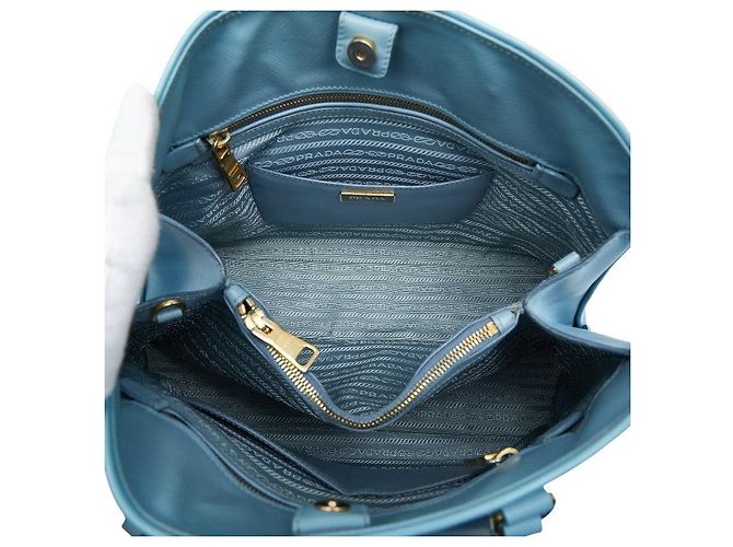 Borsa Prada Saffiano con logo triangolare Blu - vista 9