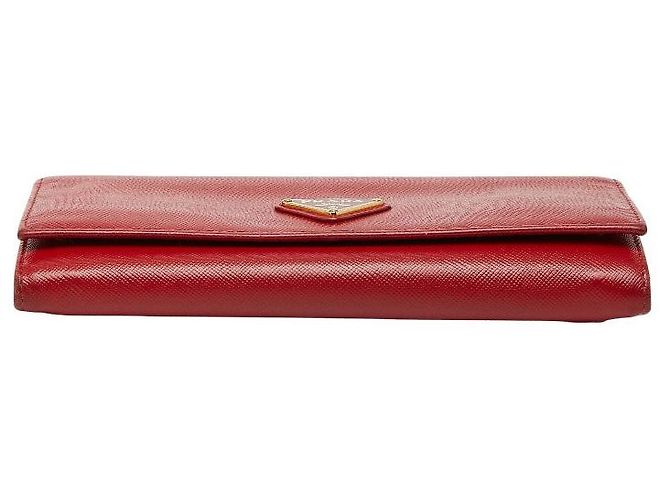 Portafoglio lungo Prada con placca logo triangolo Rosso - vista 3