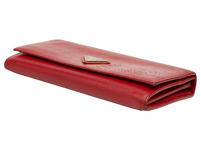 Portafoglio lungo Prada con placca logo triangolo Rosso - vista 4