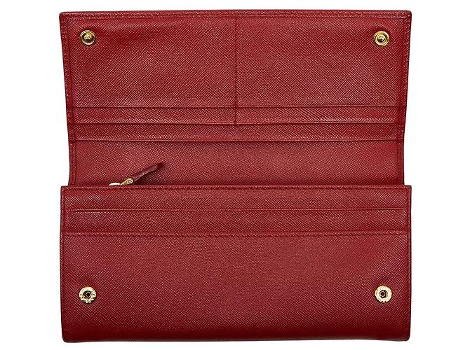 Portafoglio lungo Prada con placca logo triangolo Rosso - vista 7