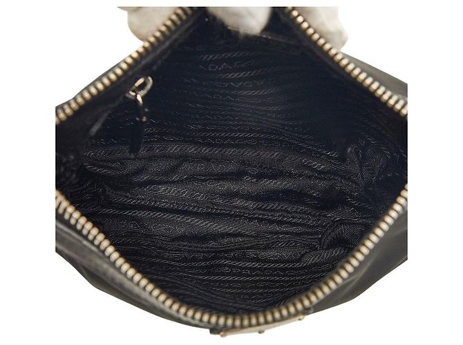 Bolsa Tiracolo Prada Tessuto com Logotipo Triangular Preto - vista 10