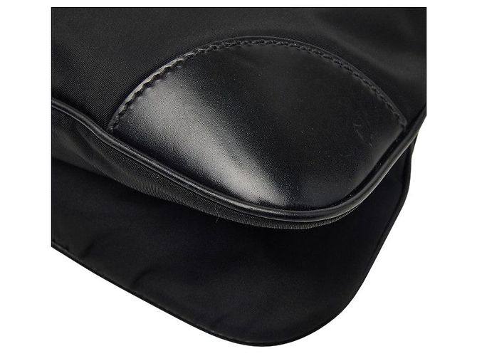 Bolsa Tiracolo Prada Tessuto com Logotipo Triangular Preto - vista 6