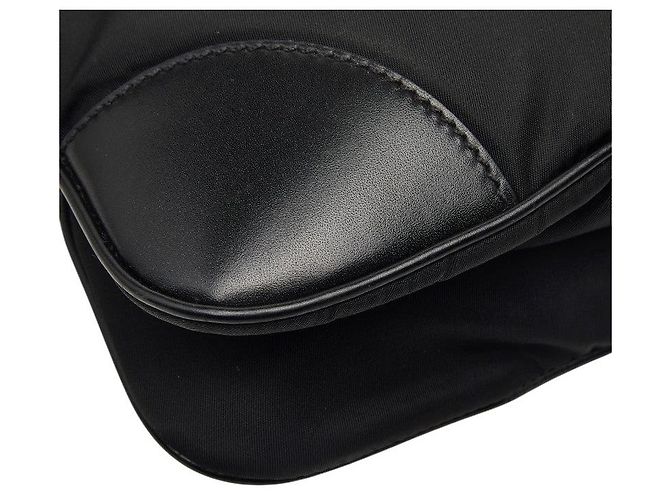 Bolsa Tiracolo Prada Tessuto com Logotipo Triangular Preto - vista 7