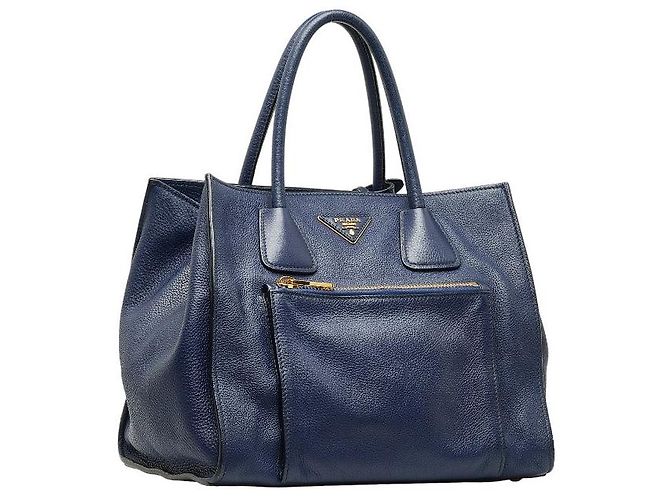 Prada Handtasche mit Dreiecks-Logo-Plakette Blau - Ansicht 2