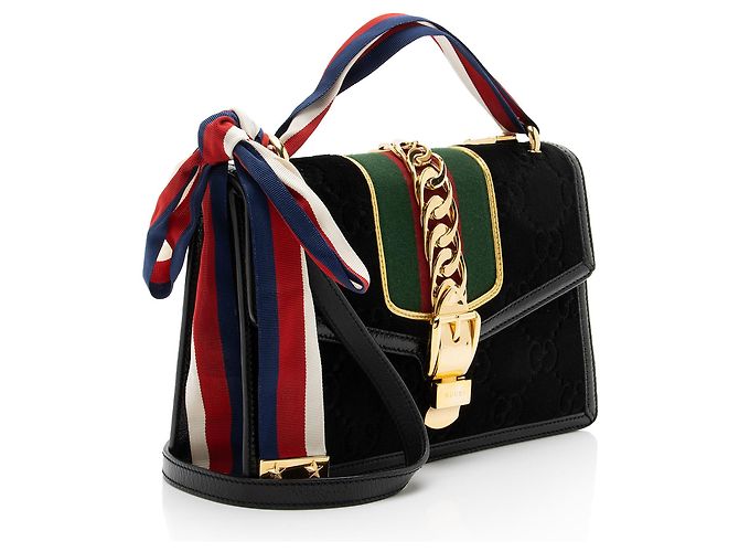 Borsa a spalla piccola Gucci GG Velvet Sylvie Nero - vista 2