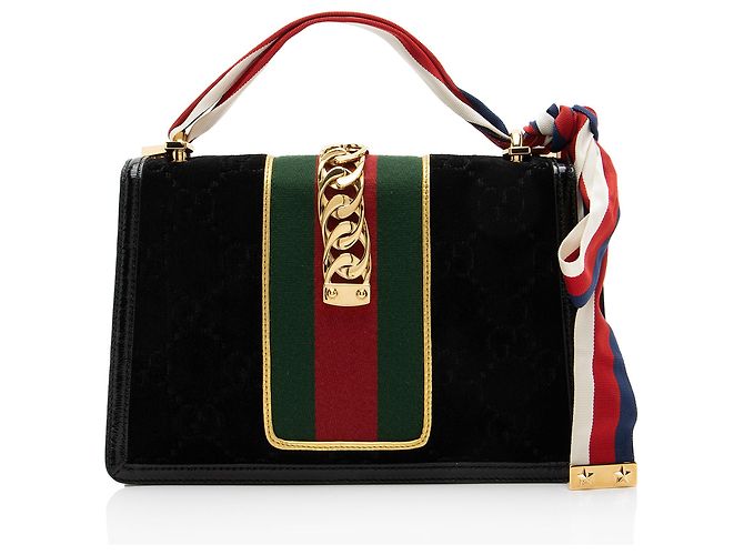 Borsa a spalla piccola Gucci GG Velvet Sylvie Nero - vista 3