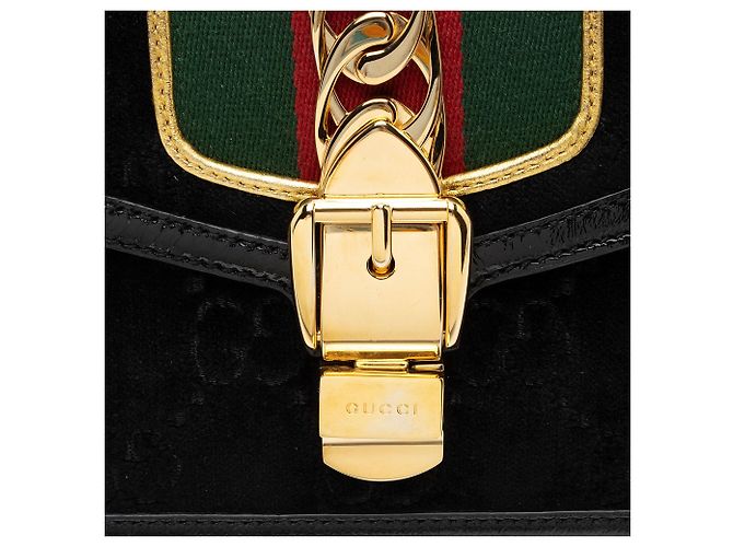 Borsa a spalla piccola Gucci GG Velvet Sylvie Nero - vista 9