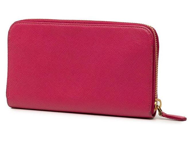 Cartera larga con cremallera Prada Saffiano Rosa - vista 2