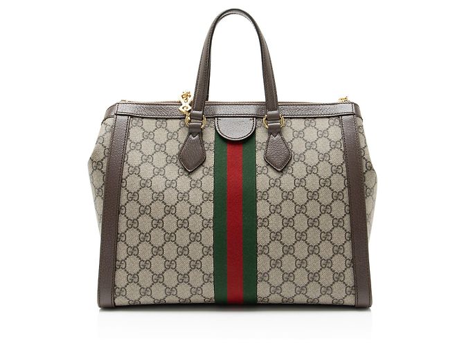 Gucci GG Supreme Ophidia Large Zip Tote Braun Beige - Ansicht 3
