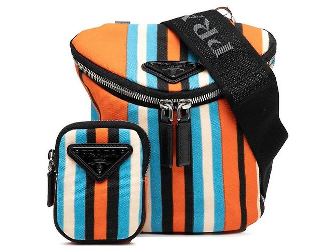 Double Borsa a tracolla Prada con placca logo triangolare 2VH147 Arancione - vista 6