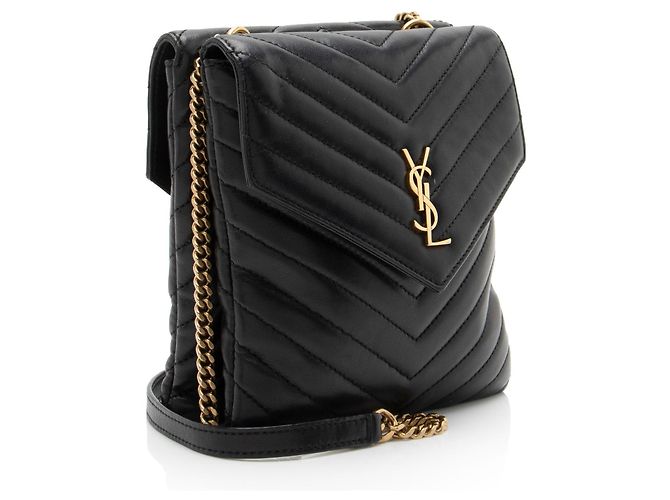Autre Marque Borsa Small Double Flap Monogram in pelle di agnello matelassé Saint Laurent Nero - vista 2