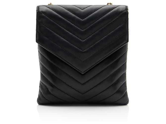 Autre Marque Borsa Small Double Flap Monogram in pelle di agnello matelassé Saint Laurent Nero - vista 3