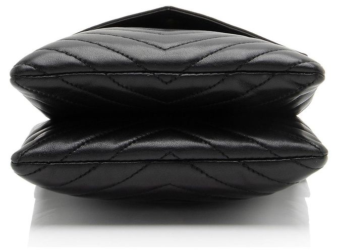 Autre Marque Borsa Small Double Flap Monogram in pelle di agnello matelassé Saint Laurent Nero - vista 4