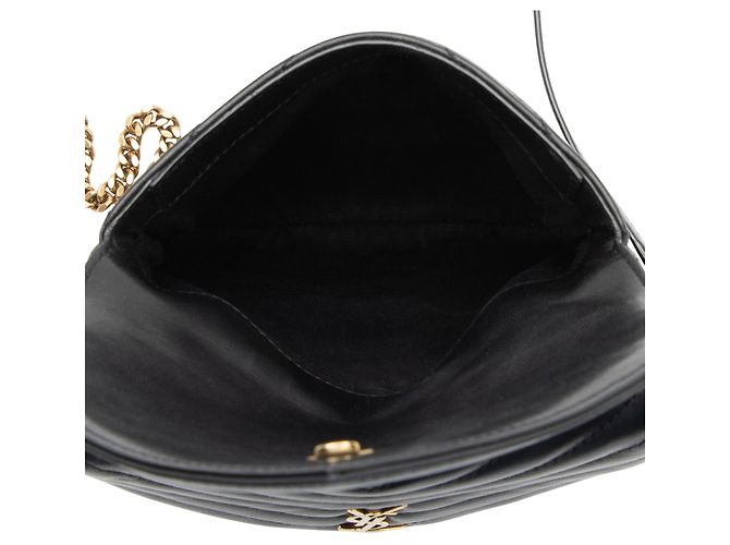 Autre Marque Borsa Small Double Flap Monogram in pelle di agnello matelassé Saint Laurent Nero - vista 8