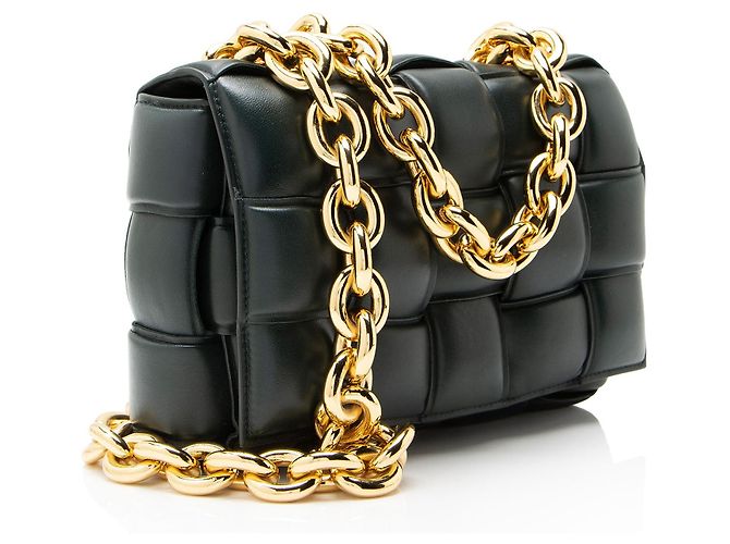 Borsa a tracolla maxi Cassette con catena in nappa Bottega Veneta Verde - vista 2