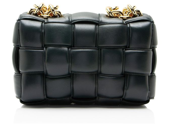 Borsa a tracolla maxi Cassette con catena in nappa Bottega Veneta Verde - vista 3