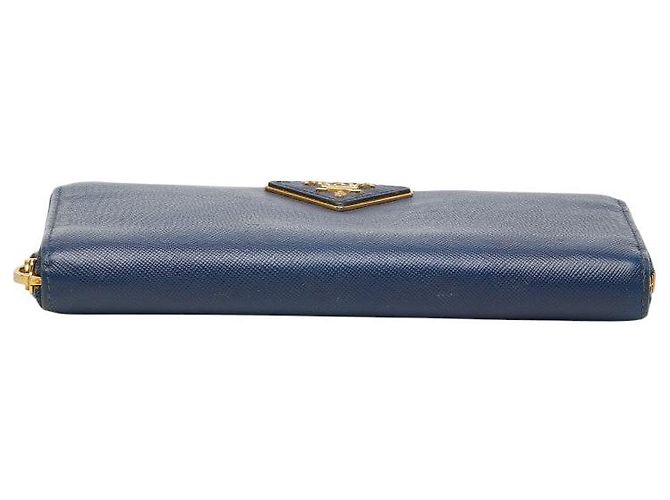 Portafoglio lungo Prada con placca logo triangolo 1M0506 Blu - vista 3