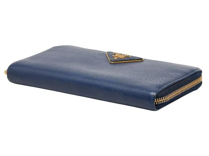 Portafoglio lungo Prada con placca logo triangolo 1M0506 Blu - vista 4