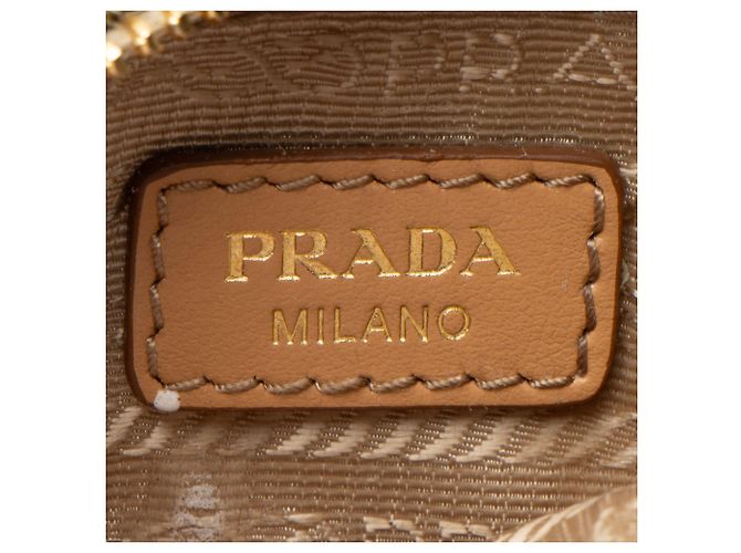 Prada Crochet Raffia Re-Edition 2005 Crossbody Marrom Bege - vista 9