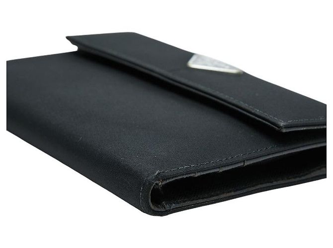 Prada Triangle Logo Trifold Wallet Black - view 3