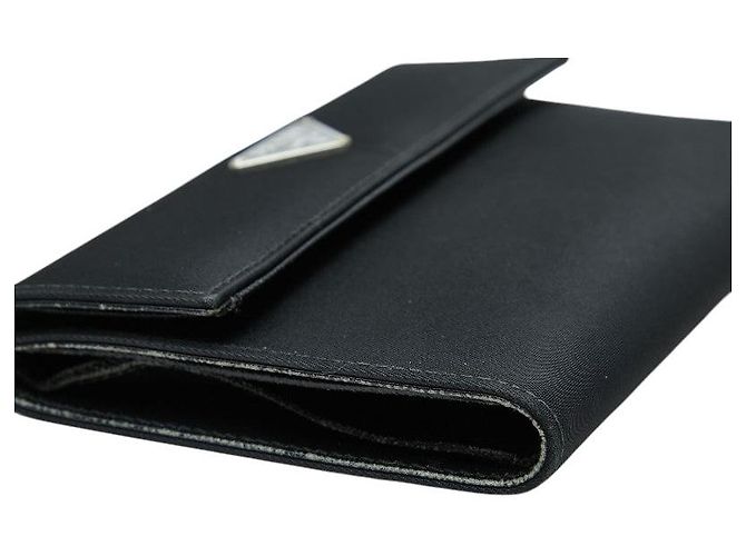 Prada Triangle Logo Trifold Wallet Black - view 4