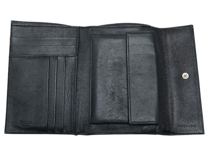 Prada Triangle Logo Trifold Wallet Black - view 7