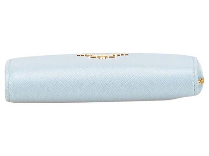 Prada Saffiano Compact Tri-fold Wallet Blue - view 3