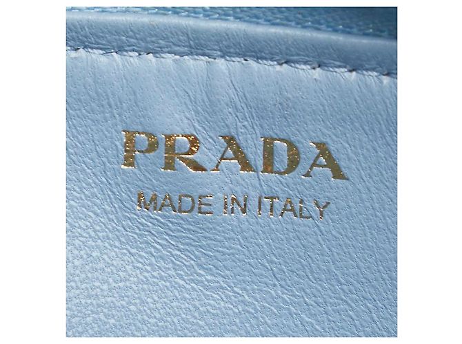 Prada Saffiano Compact Tri-fold Wallet Blue - view 9