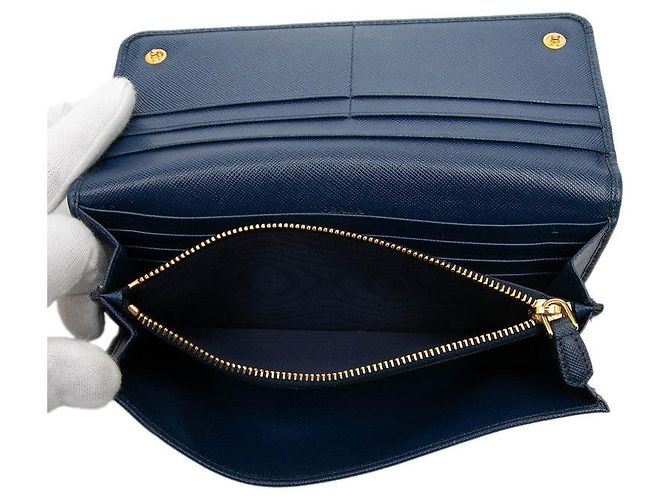 Portafoglio lungo Prada blu - vista 4