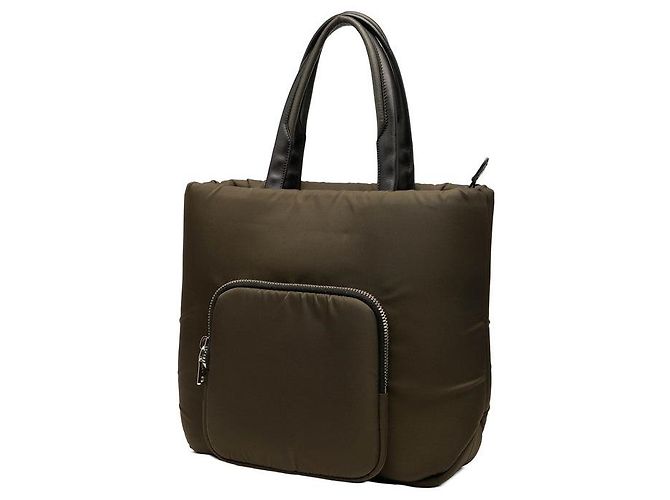 Prada Triangle Logo Plate Tote Bag Green - view 2
