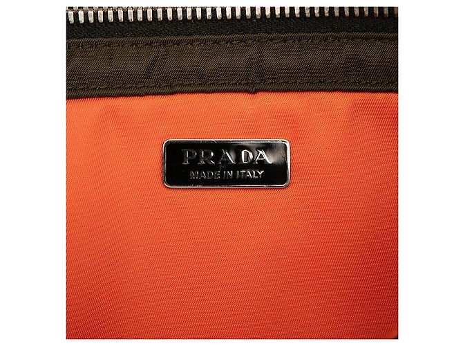 Prada Triangle Logo Plate Tote Bag Green - view 5