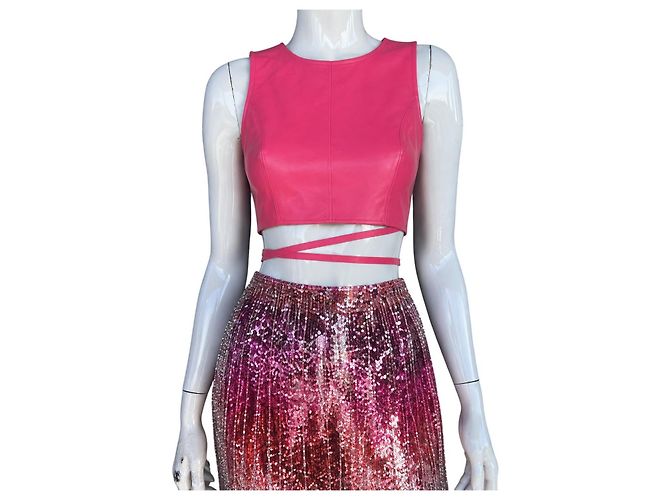 Autre Marque 8 By Yoox rosa Lammleder Crop Top Pink - Ansicht 2