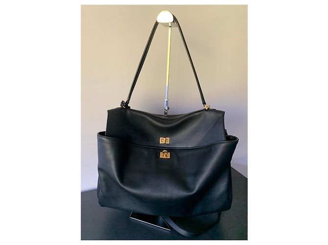 Borsa Balenciaga Rodeo Large in pelle nera Nero - vista 3