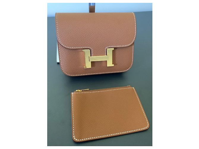 Hermès Constance Slim Wallet in Gold Epsom Brown - view 6