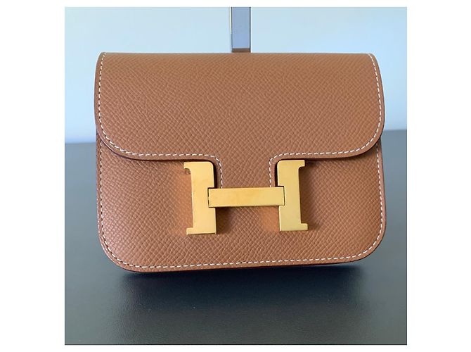 Hermès Constance Slim Wallet in Gold Epsom Brown - view 7