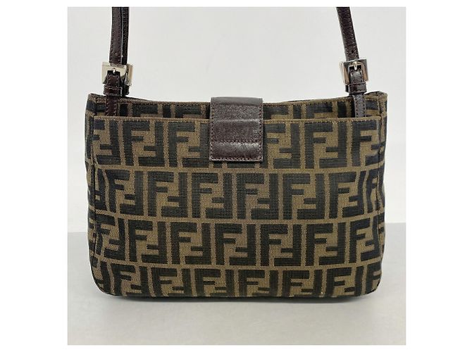 Borsa a tracolla Fendi Zucca in nylon e canvas Marrone - vista 11