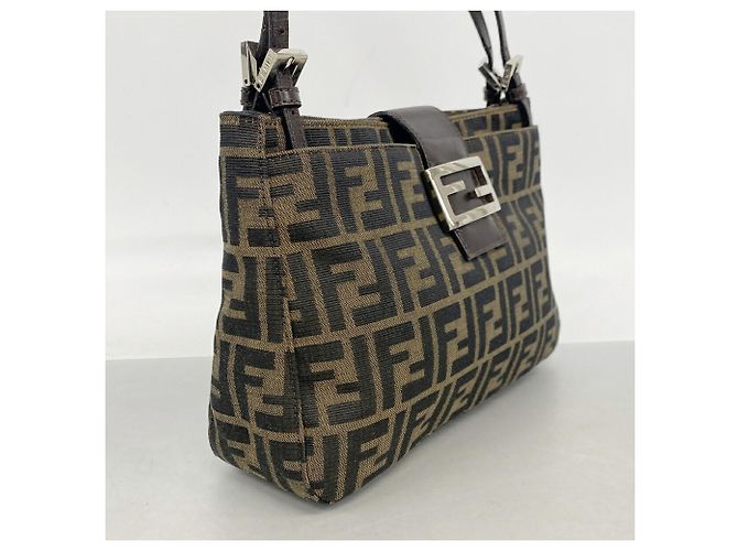 Borsa a tracolla Fendi Zucca in nylon e canvas Marrone - vista 2