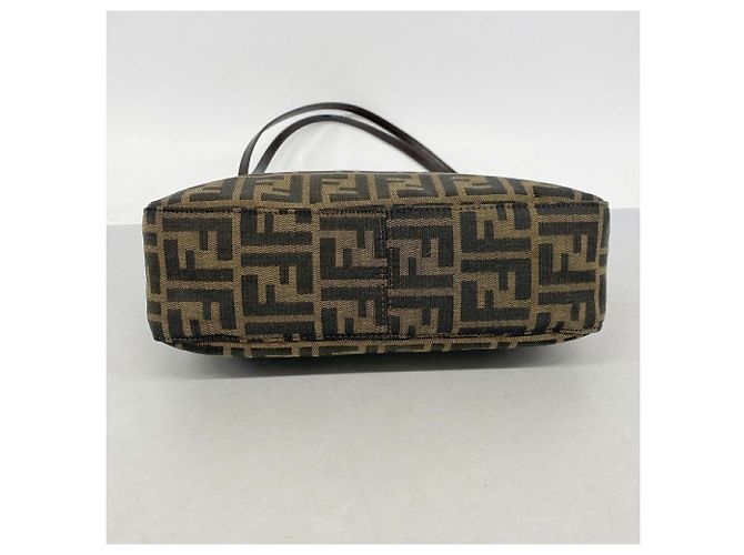 Borsa a tracolla Fendi Zucca in nylon e canvas Marrone - vista 3