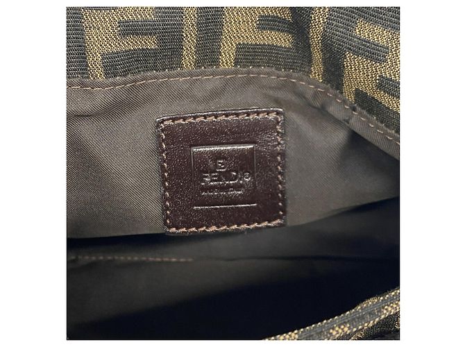 Borsa a tracolla Fendi Zucca in nylon e canvas Marrone - vista 5